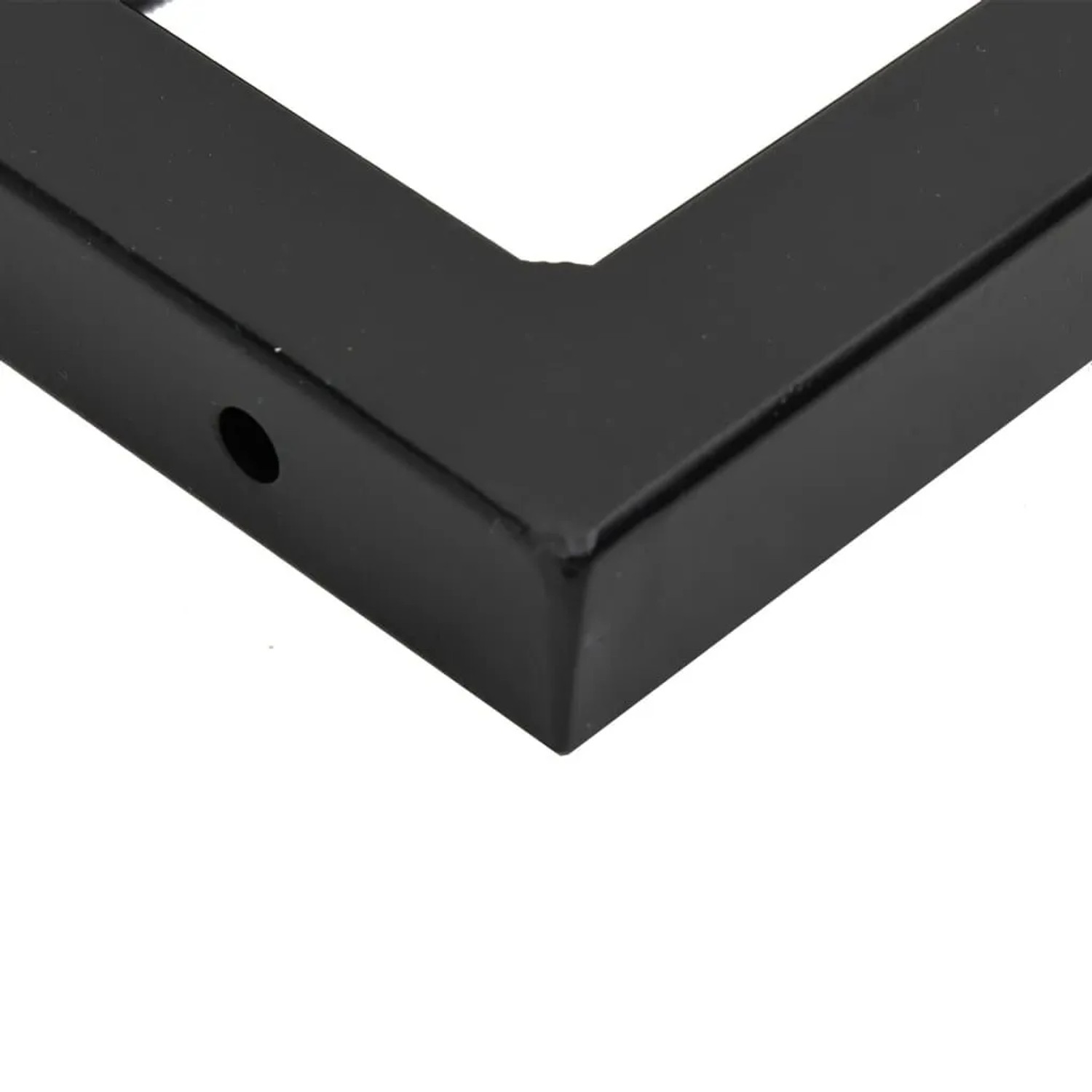 Detailaufnahme: Schwarze Stahl-Halterung für vidaXL Waschtischplatte.