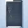 Moderne Casanoov Gartentür Veleta, 100 cm breit, mit Alu-Pfosten in Grau. Blickdichtes Design mit dekorativen Aussparungen.