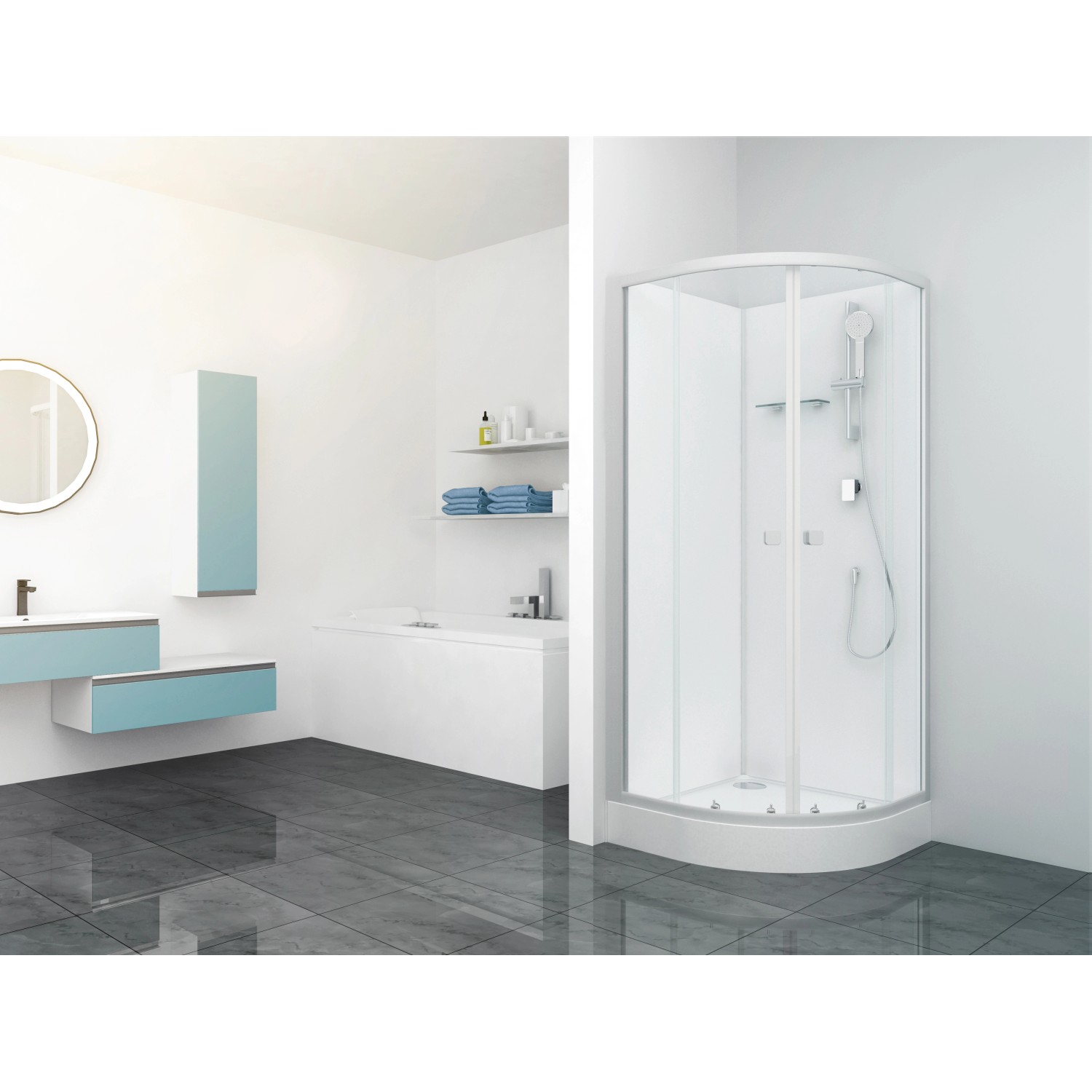 baliv Komplettdusche DUK-85.100KR 85 cm x 85 cm Silber Matt
