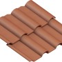 Braune Dachziegel, Detailansicht.