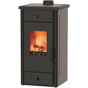 Wamsler Luke Kaminofen, Stahl anthrazitgrau, 8 kW, mit Kochplatte und Sichtfenster.