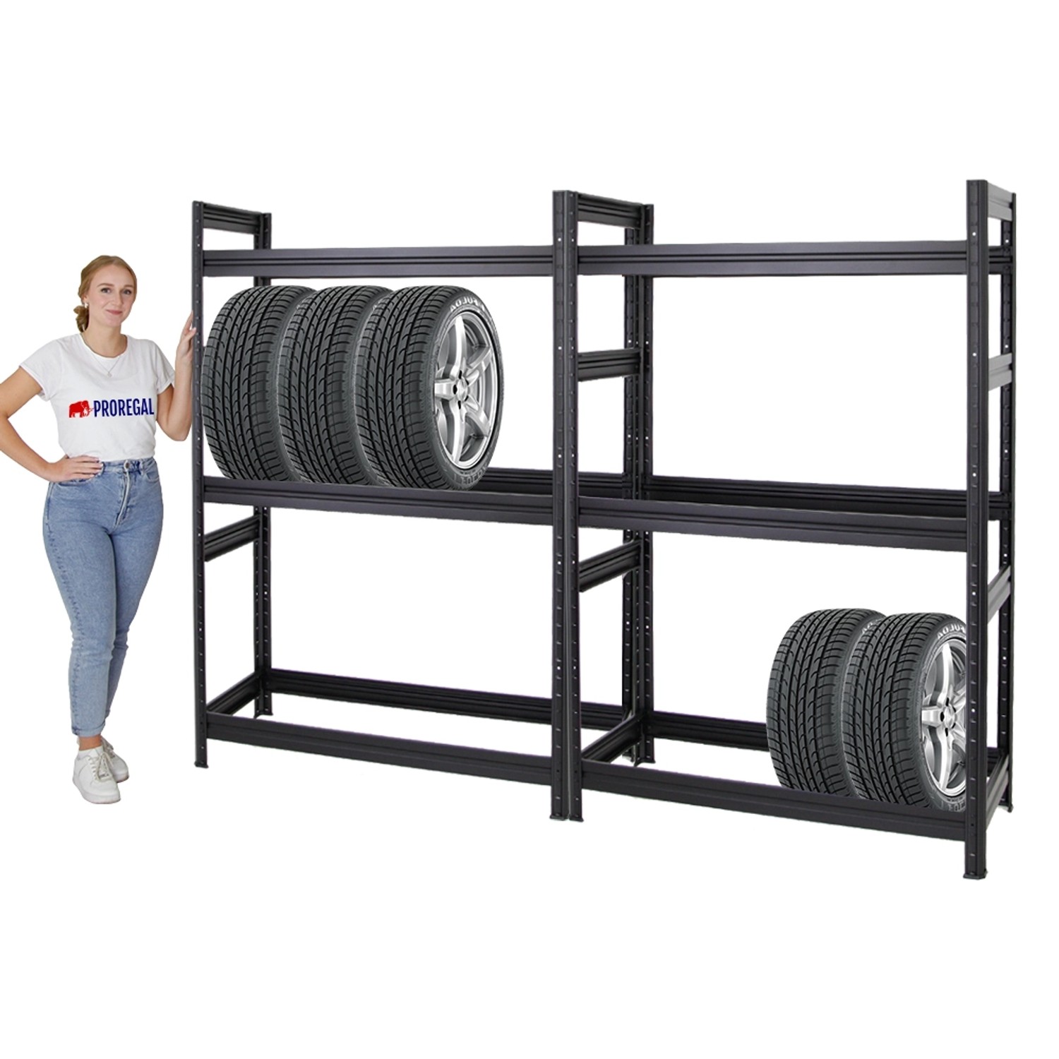 Relaxdays Reifenregal Für 8 Reifen - Stahl Stecksystem 180x120x40cm 795kg