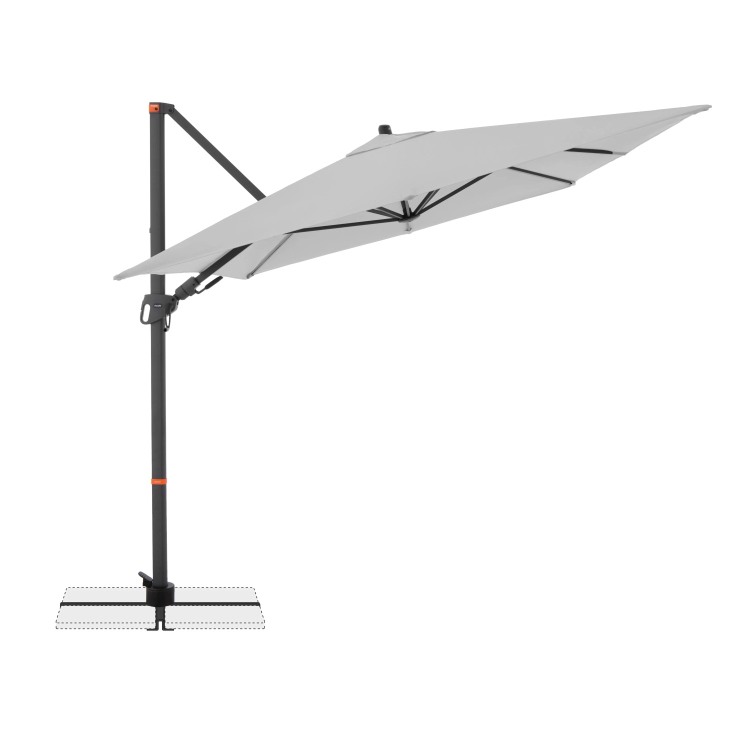 Doppler Ampelschirm MyZone, 240x320 cm, hellgrau, mit Kurbel. Sonnenschirm für Balkon und Garten.