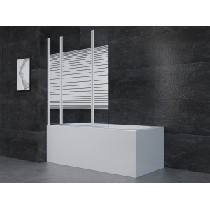 Aurlane Badewannenfaltwand White Elegance 3-teilig, weiß, auf Badewanne montiert.