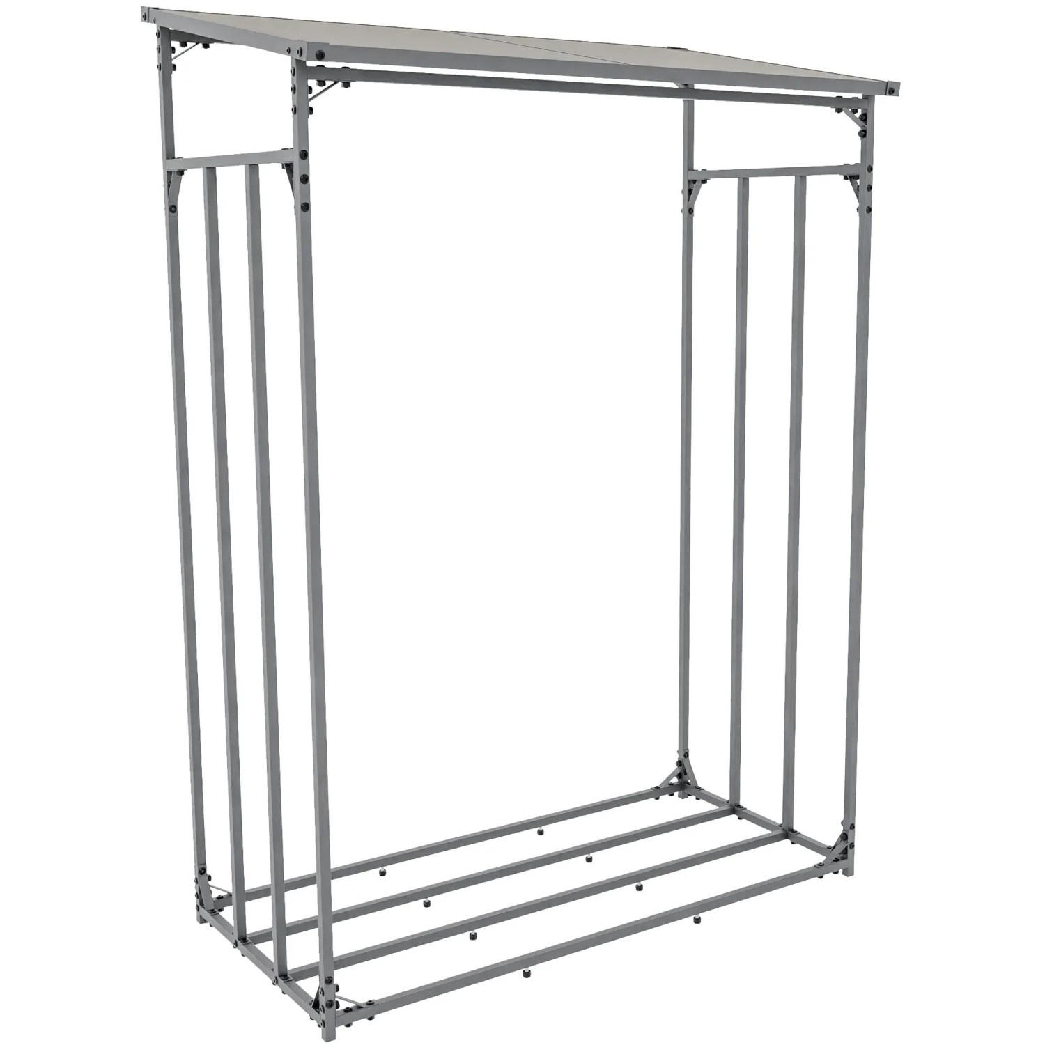 DELUKE Kaminholzregal Aussen Mit Abdeckung HEOD Brennholzregal Kaminholzunterstand Feuerholzregal 70x130x185 Stahl Ohne Plane
