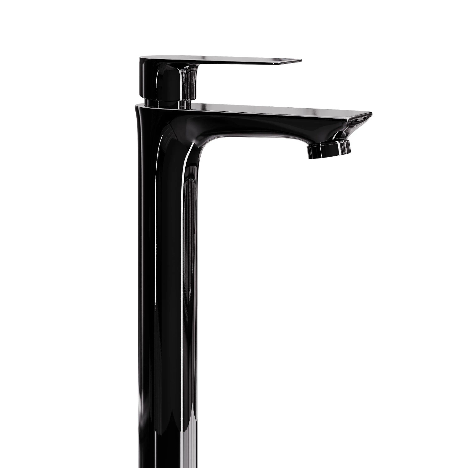 Planetmöbel Einhebelmischer Waschtischarmatur 29 cm Schwarz Glanz Keramikkartusche