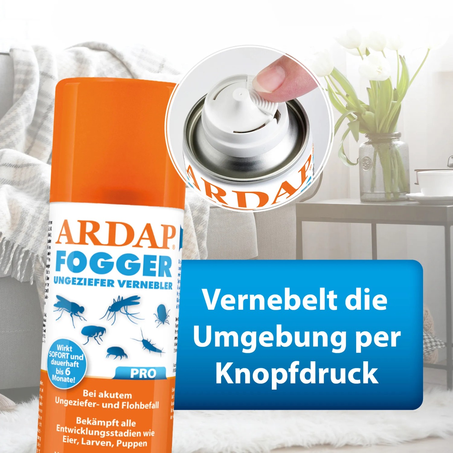 Ardap Ungezieferspray Pro Fogger Set, 2x100ml zur Umgebungsbehandlung gegen Ungeziefer.