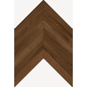 Feinsteinzeug Bodenfliese, 60x40 cm, Holzoptik im Fischgrätmuster auf weißem Grund.