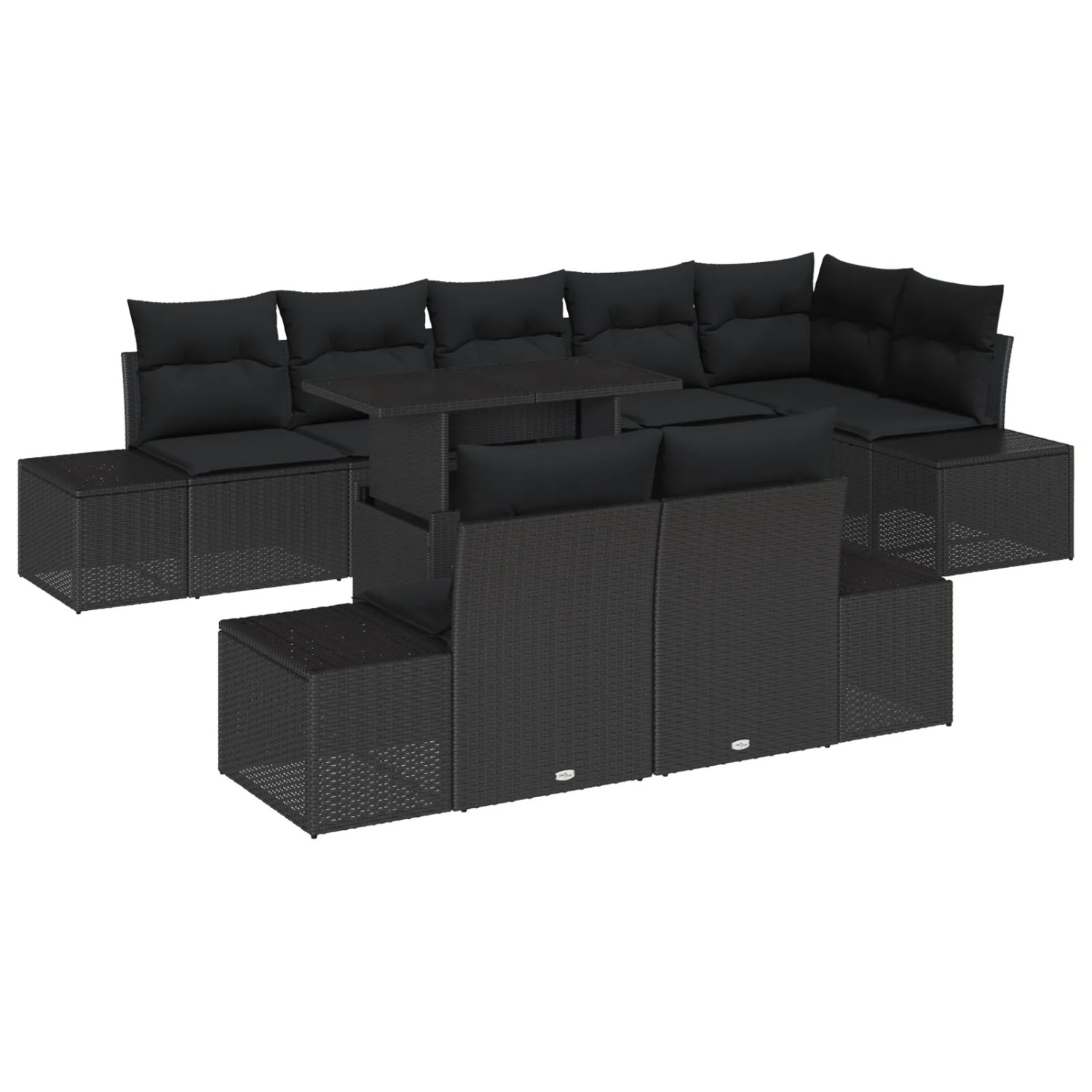 vidaXL Garten-Sofa-Set mit Speicher 9-Tlg Schwarz Poly Rattan 3357946 günstig online kaufen