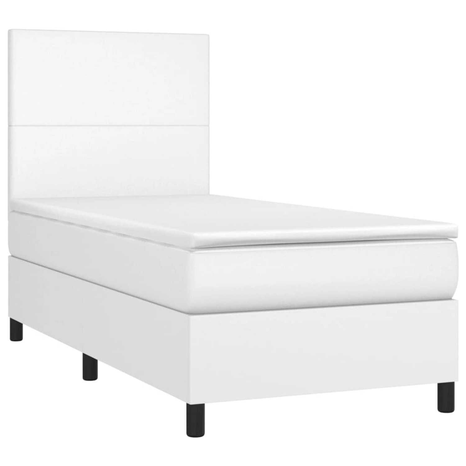 vidaXL Boxspringbett mit Matratze & LED Weiß 100x200 cm Kunstleder 3135808 günstig online kaufen