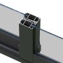 Detailaufnahme: Aluminiumprofil mit Glas für Palmako Gartenhaus. Konstruktionsdetail.