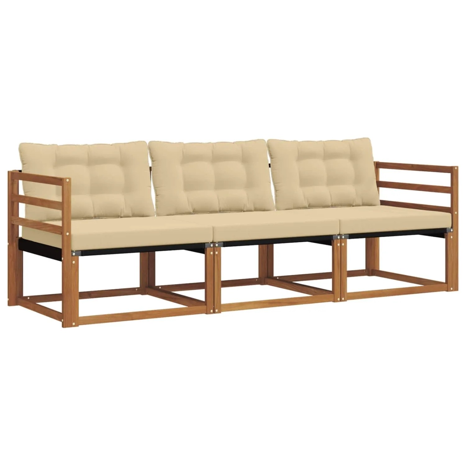 vidaXL Outdoor-Sofagarnitur mit Kissen 3-Tlg Natur und Beige 3369136
