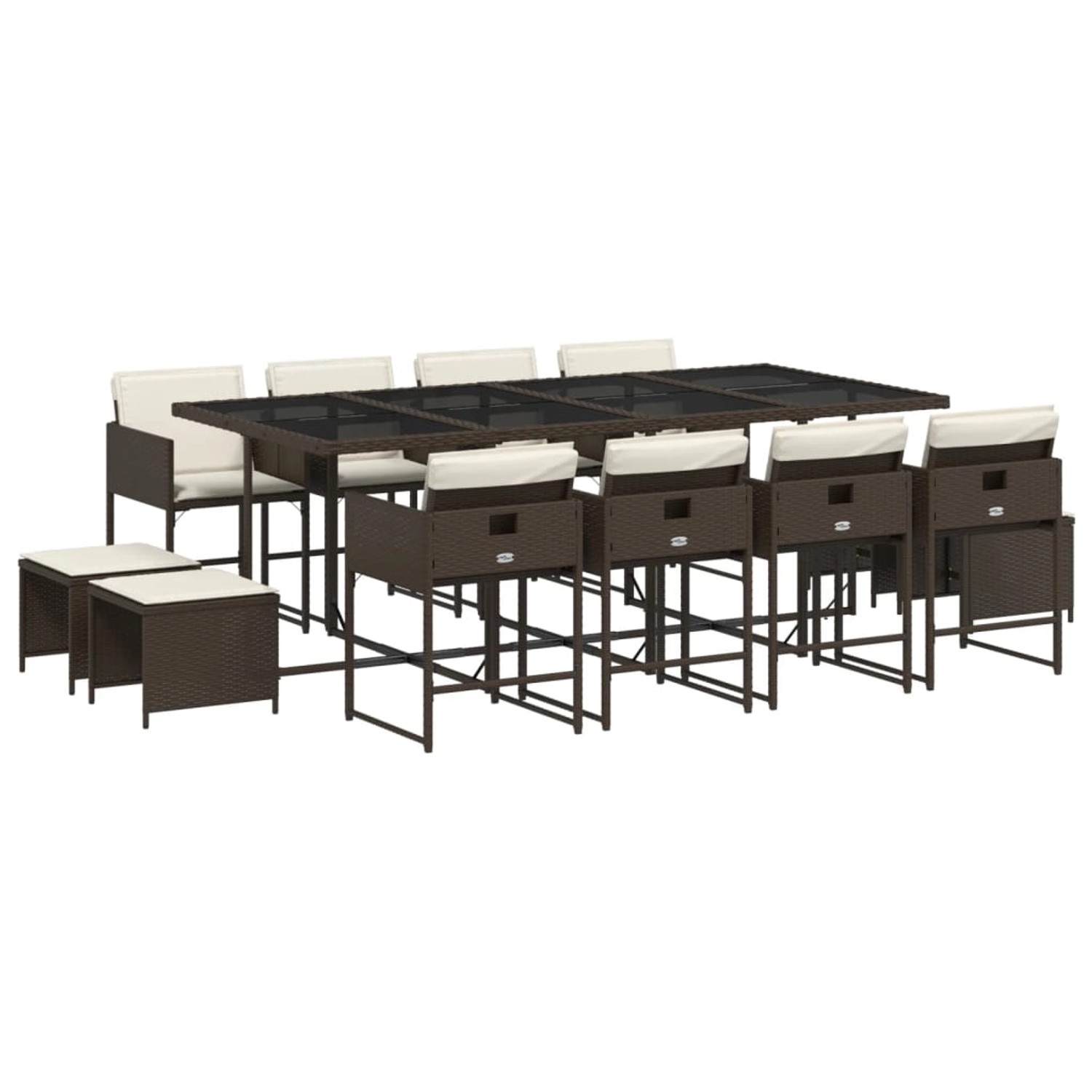 vidaXL 13-Tlg Garten-Essgruppe mit Kissen Braun Poly Rattan 3211341 günstig online kaufen