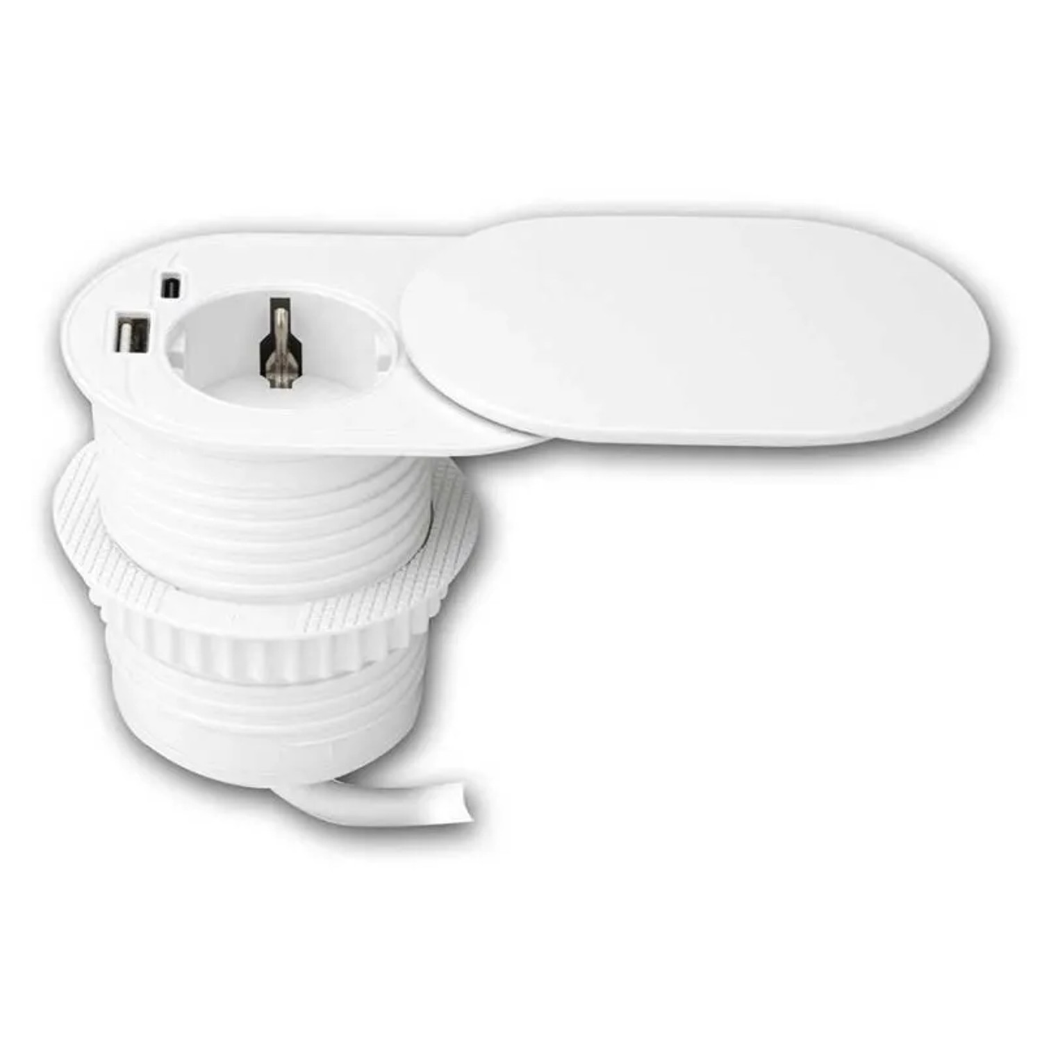 world-trading-net Schreibtisch-Einbausteckdose + USB-C A Weiß