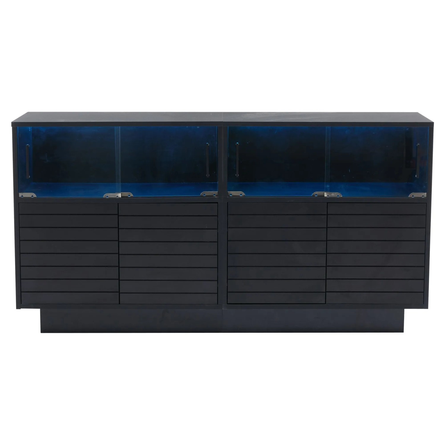 Merax Sideboard 130x35x68 cm Glastüren LED Stauraumschrank Weiß