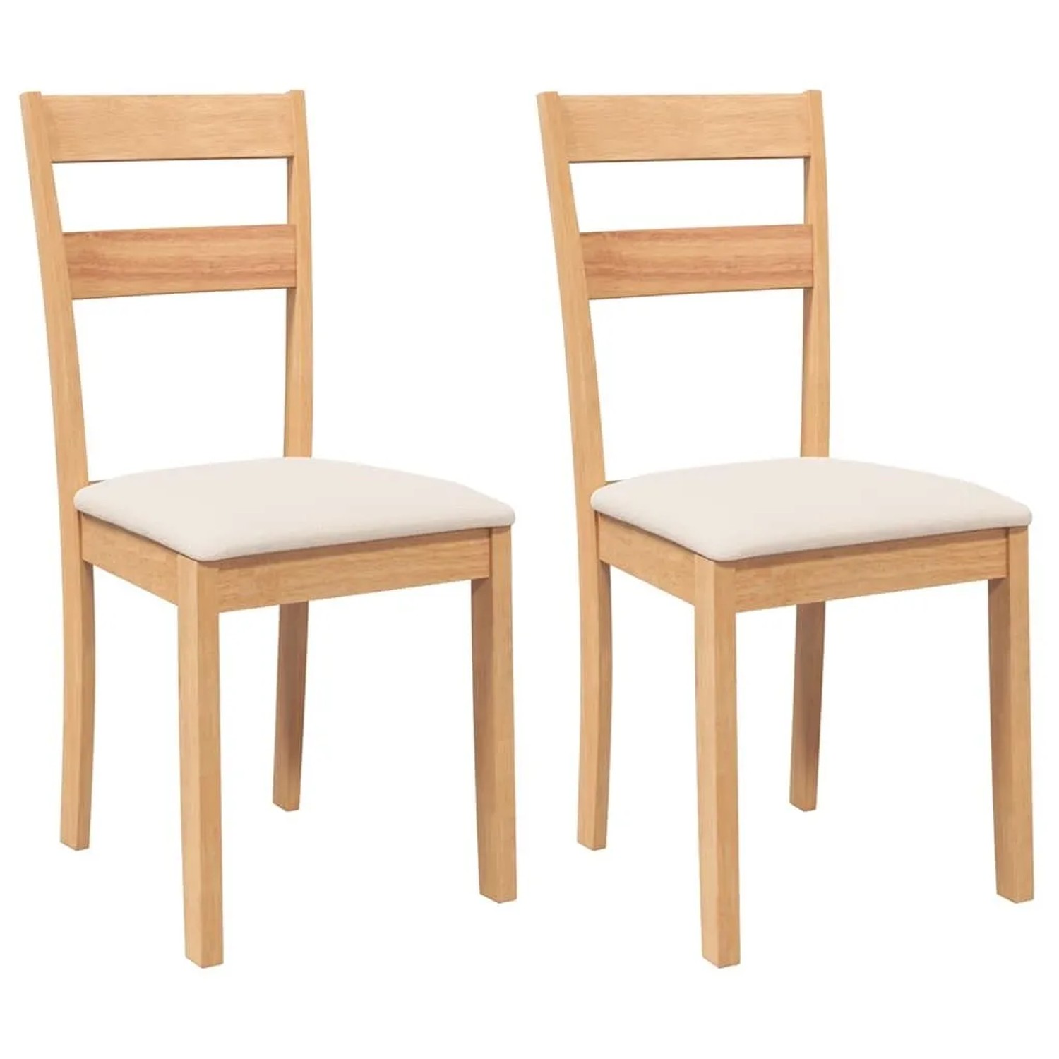 vidaXL Esszimmerstühle mit Kissen 2 Stk Natur Massivholz Gummibaum 4102382