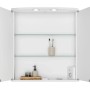 Offener Jokey Spiegelschrank Ampado 60 cm in Weiß Hochglanz mit LED-Beleuchtung und Glasablagen.