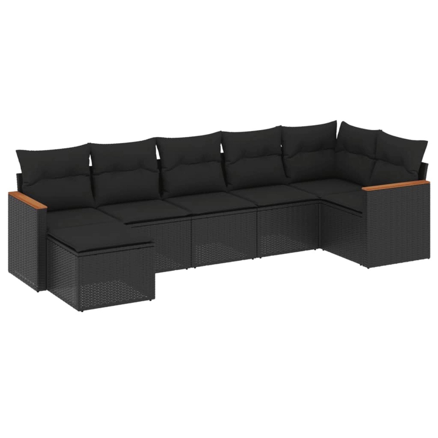 vidaXL 7-Tlg Garten-Sofagarnitur mit Kissen Schwarz Poly Rattan 3226188 günstig online kaufen