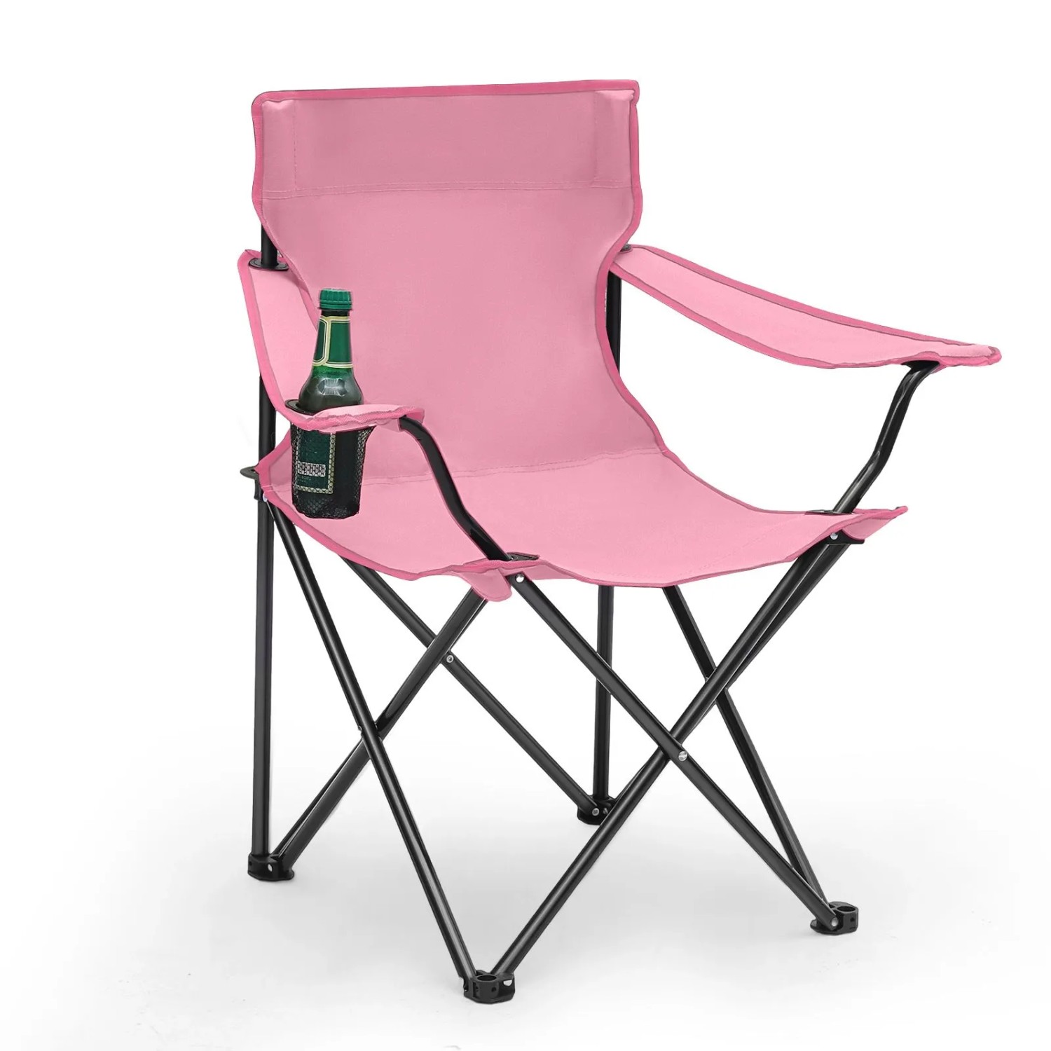 Sunula 1x Campingstuhl Faltstuhl Anglerstuhl Rosa mit Getränkehalter und Tasche