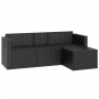 Schwarzes vidaXL Garten Lounge Set aus Poly Rattan mit 3-Sitzer Sofa und Fußstütze.