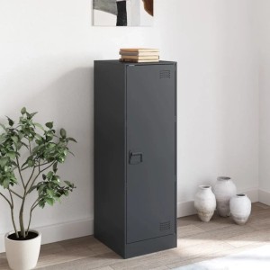 Anthrazitfarbenes vidaXL Sideboard aus Stahl, 34,5x39x107 cm, mit Tür.