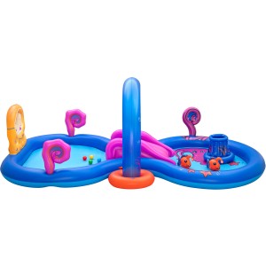 Bestway Wasserspielcenter Unterwasserwelt mit Rutsche, Sprinkler und Spielbällen, 330x188x117cm.