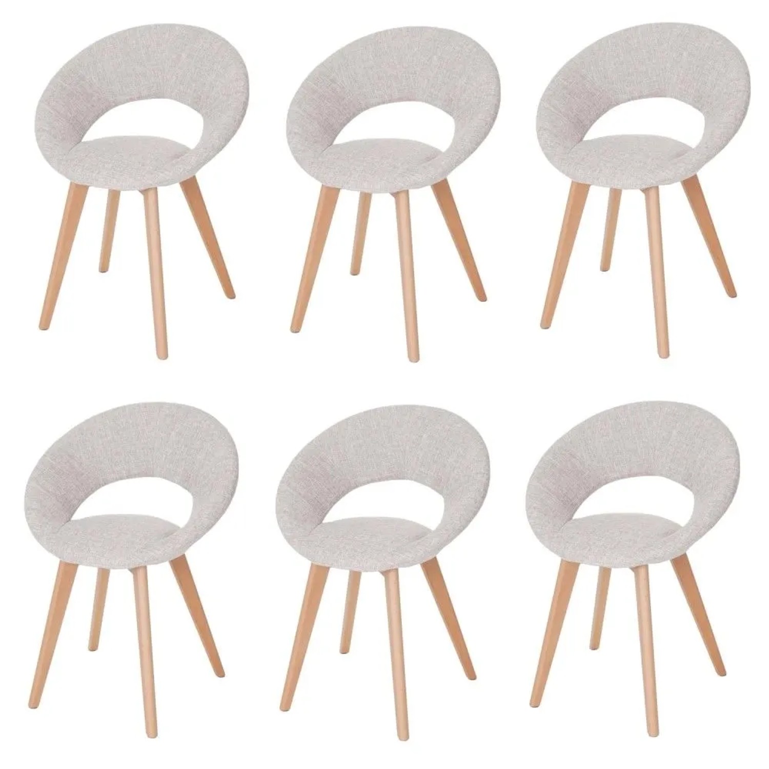 MCW Esszimmerstuhl Almada III 6er Set Textil Creme/grau