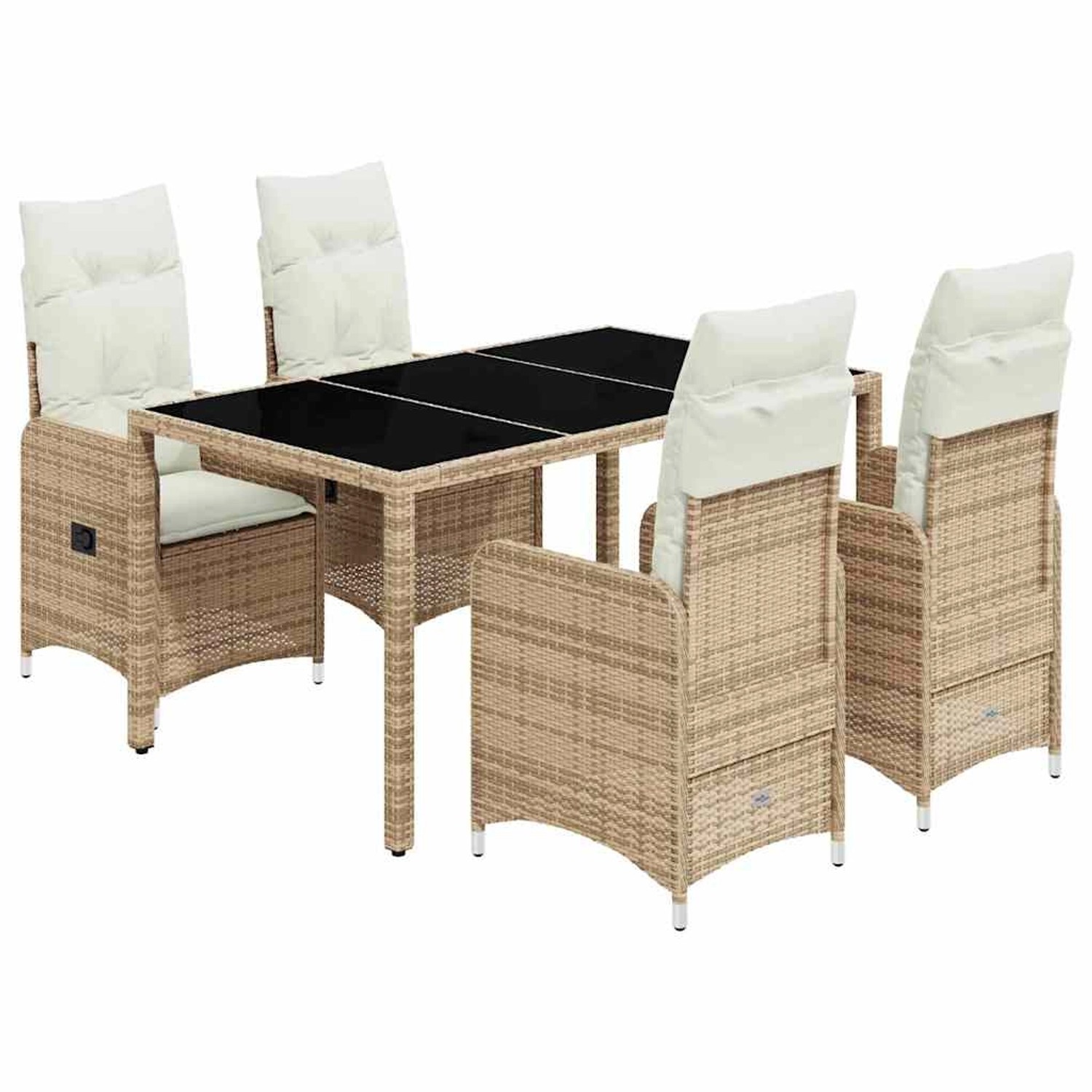 vidaXL 5-Tlg Garten-Bistro-Set mit Kissen Beige Poly Rattan 3277098