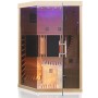 Dewello Infrarotkabine Ottawa für 2 Personen aus Hemlock-Holz mit Glasfront und LED-Farblicht.