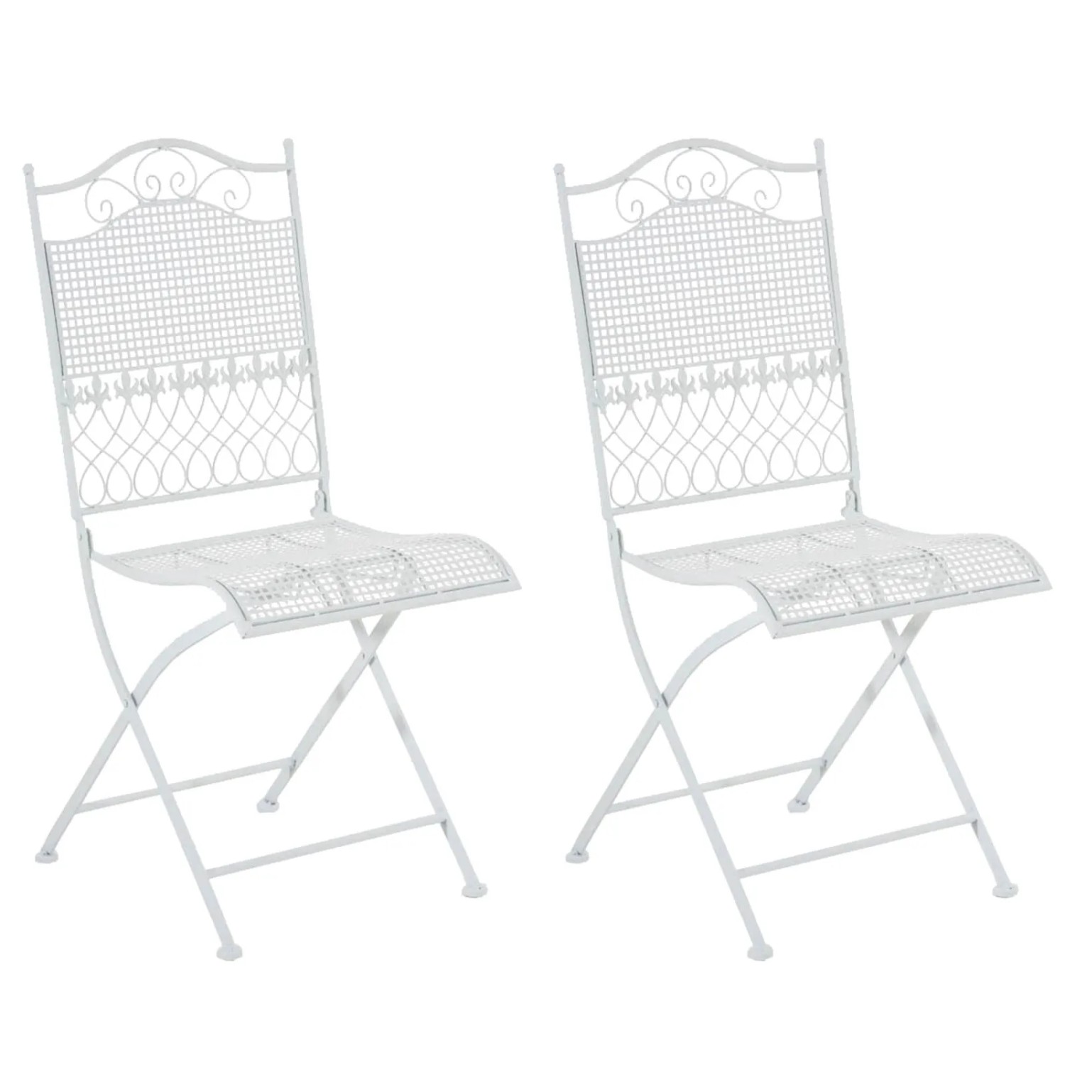 DELUKE 2er Set Gartenstühle DALLAS Metall Weiß 41x50x91cm Klappbar Balkonstuhl Terrasse Garten