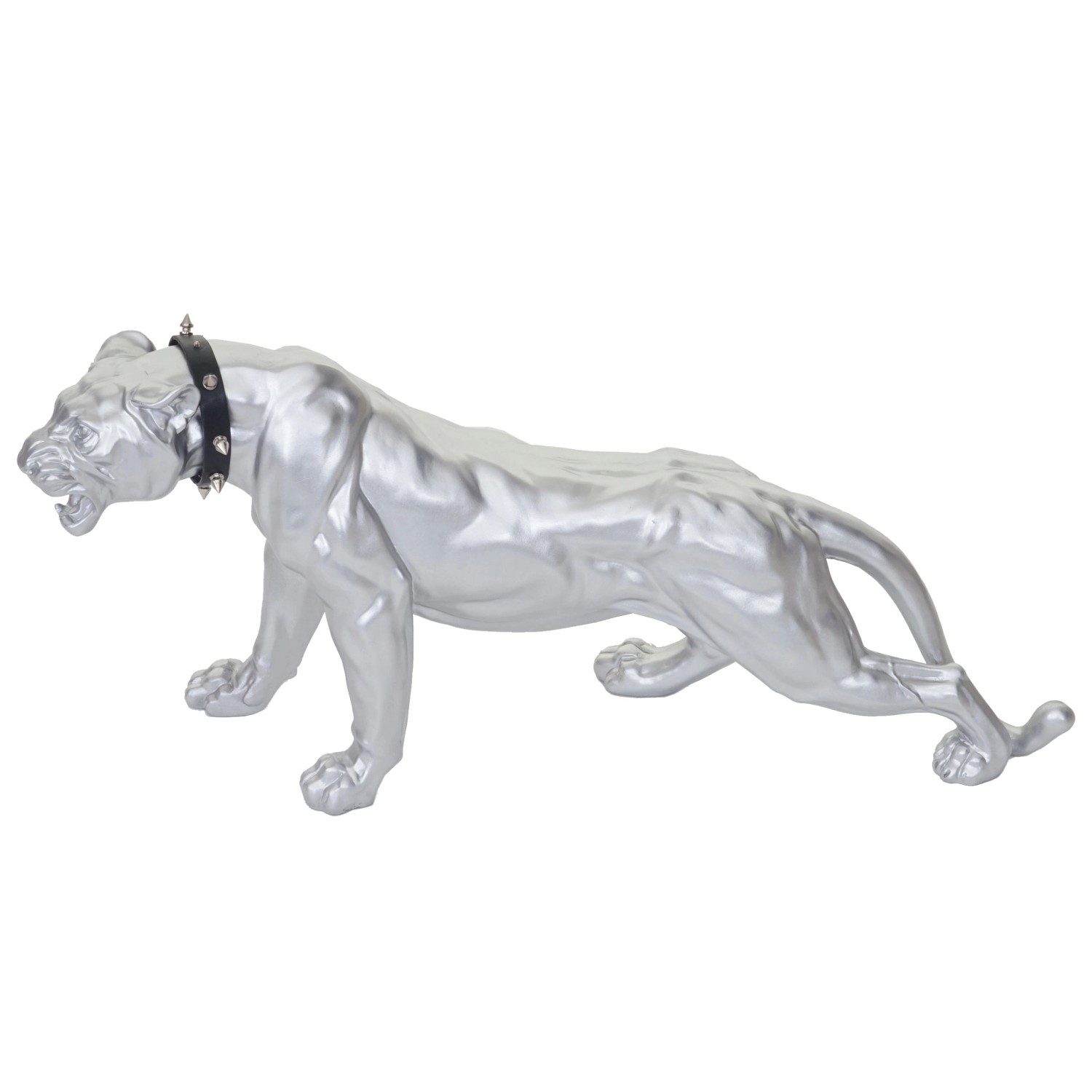 MCW Deko Figur Panther mit Halsband Silber Matt mit Halsband