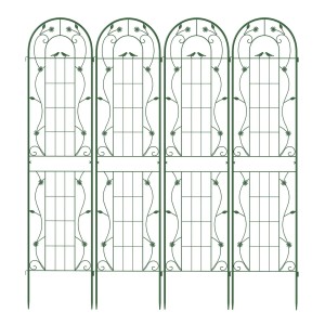 Costway Rankgitter Metall 2er Set Gartenzaun 220 x 50 cm Grün