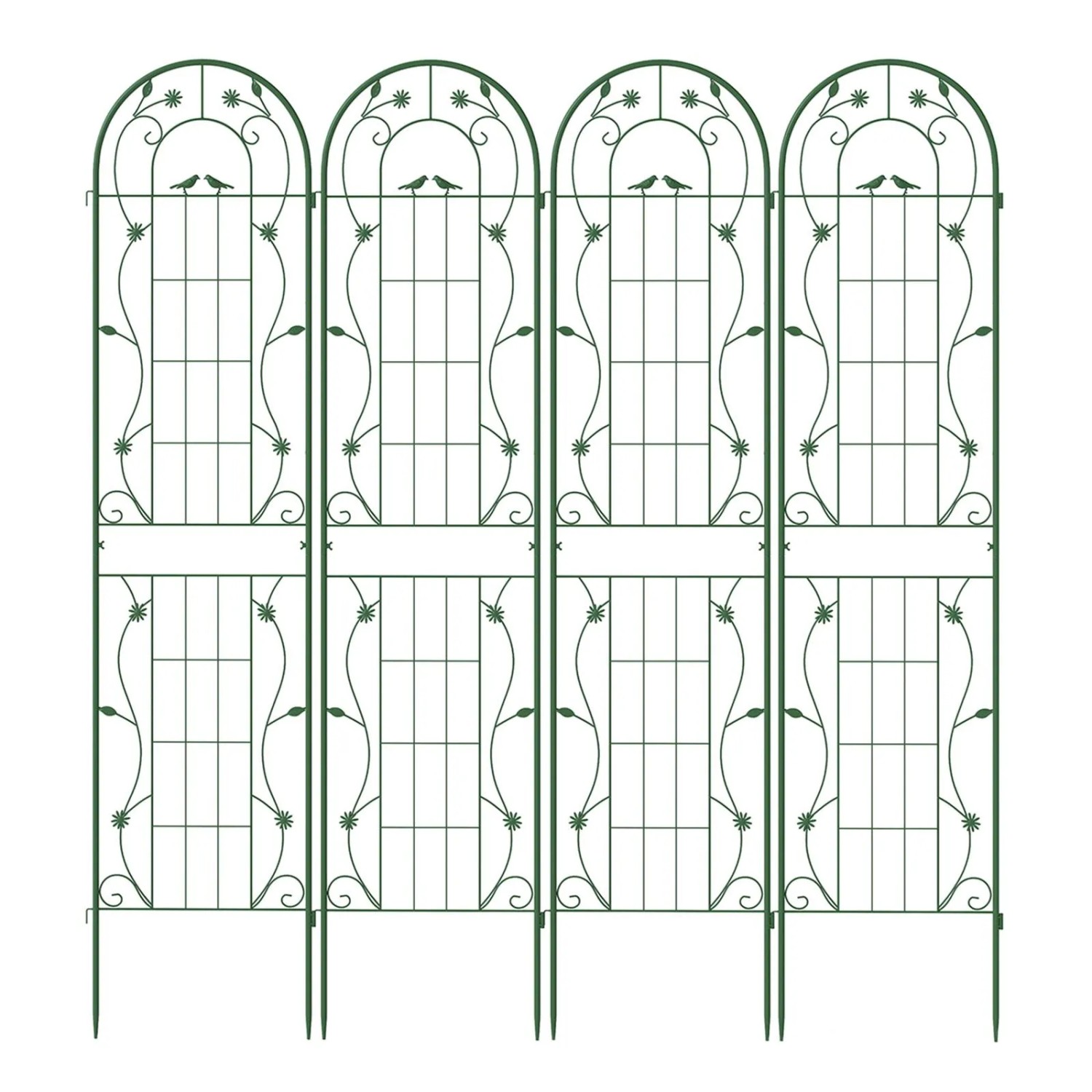 Costway Rankgitter Metall 2er Set Gartenzaun 220 x 50 cm Grün
