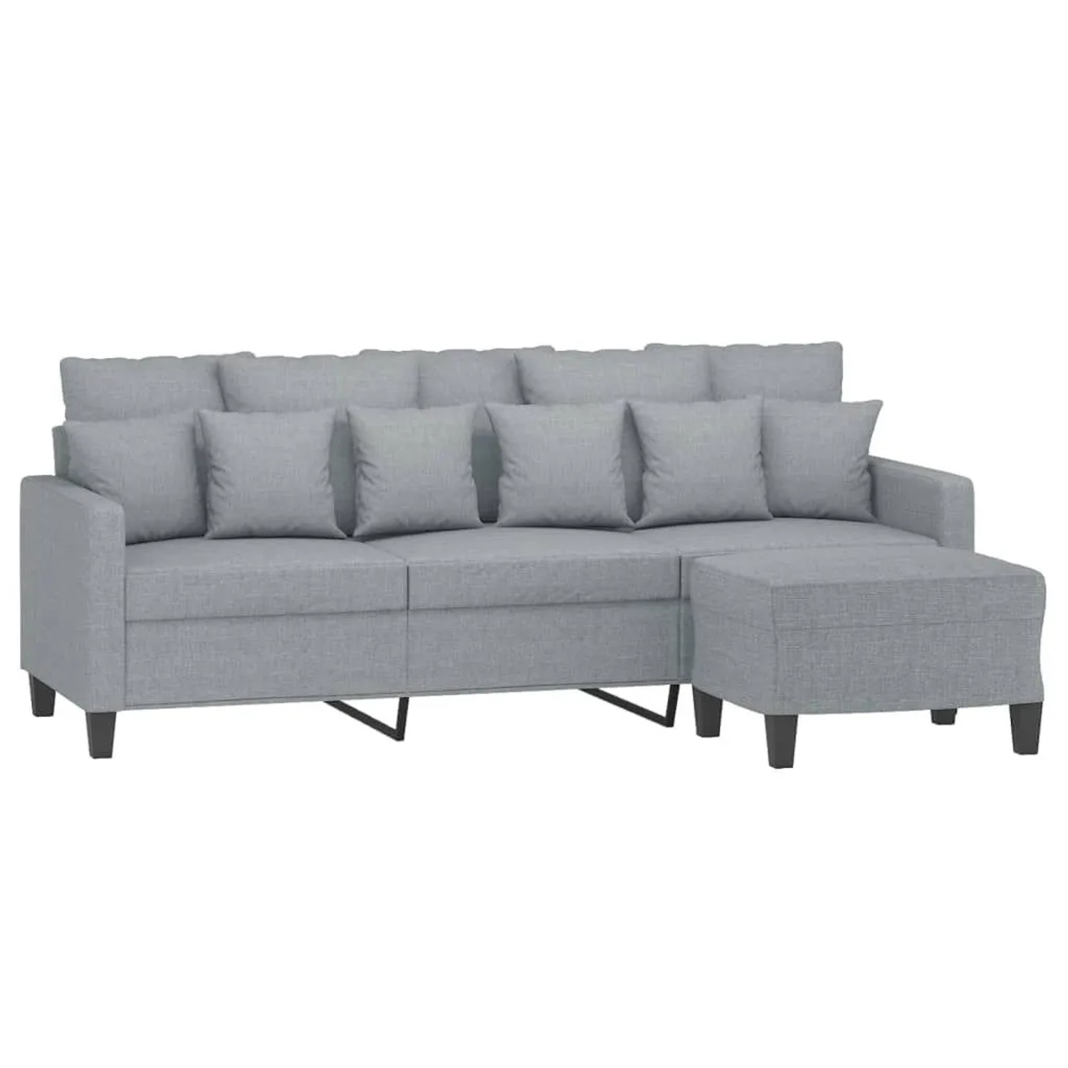 vidaXL 3-Sitzer-Sofa mit Hocker Hellgrau 180 cm Stoff 3201089 günstig online kaufen