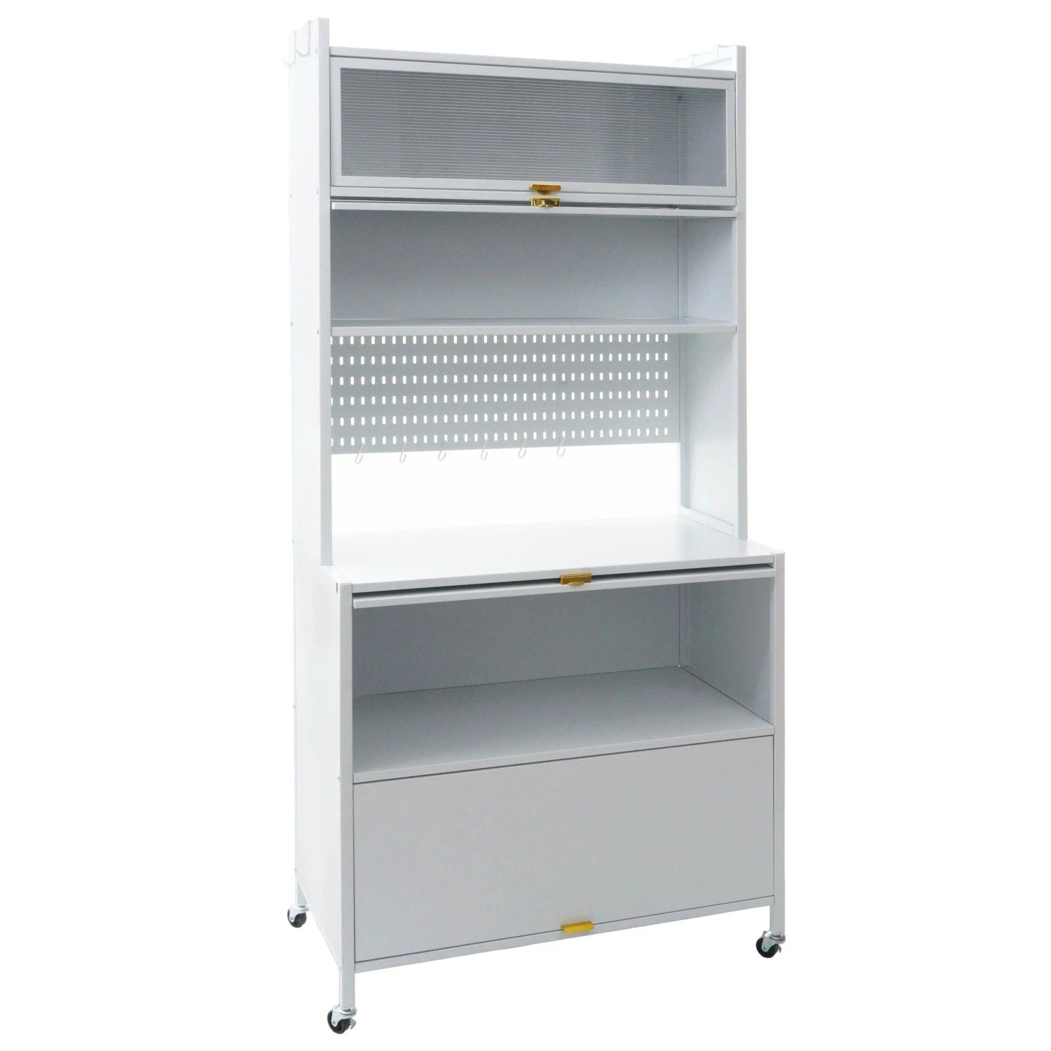 MCW Küchenschrank O53 Rollbar Metall 175x80x42cm Weiß