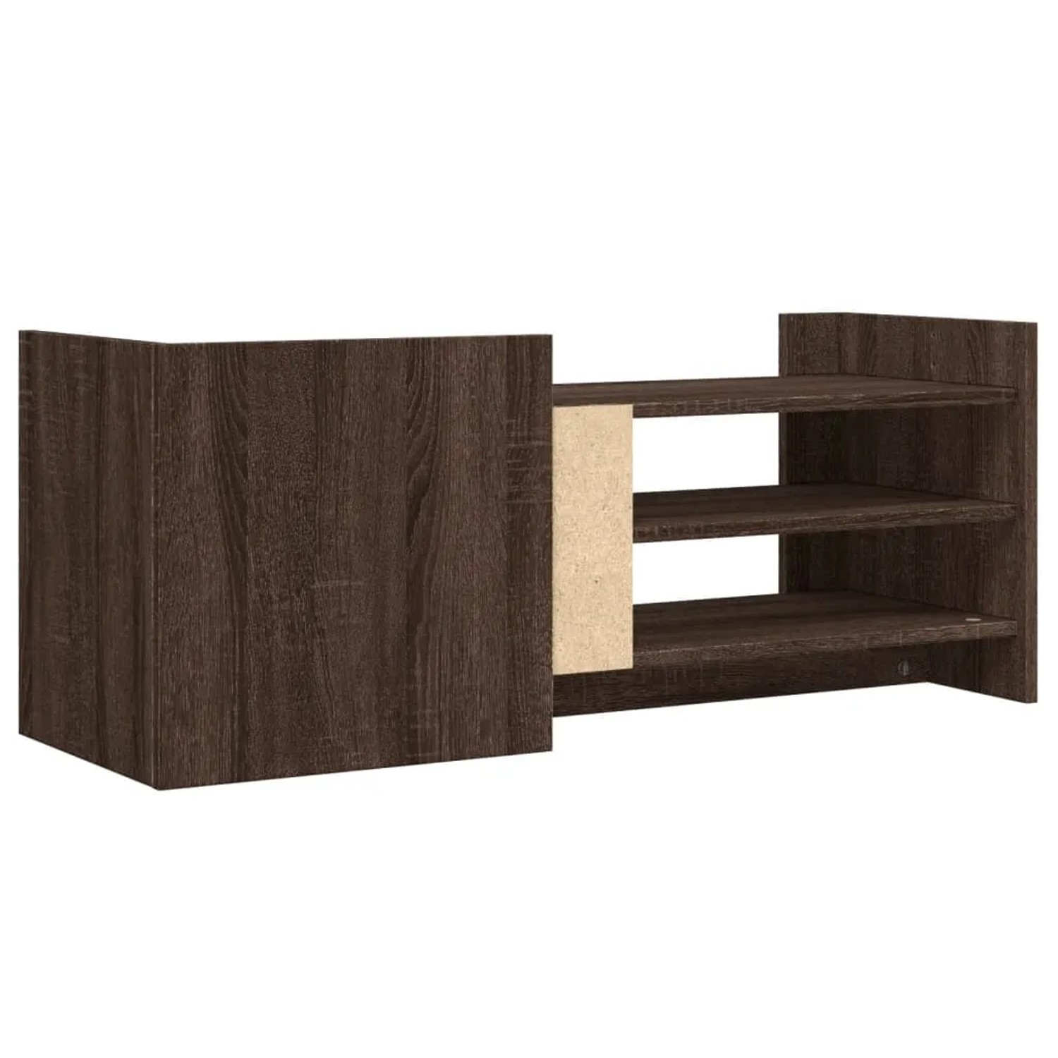 VidaXL TV-Schrank in Braun Eichen-Optik, 100x35x40 cm, aus Holzwerkstoff mit Tür und offenen Fächern.