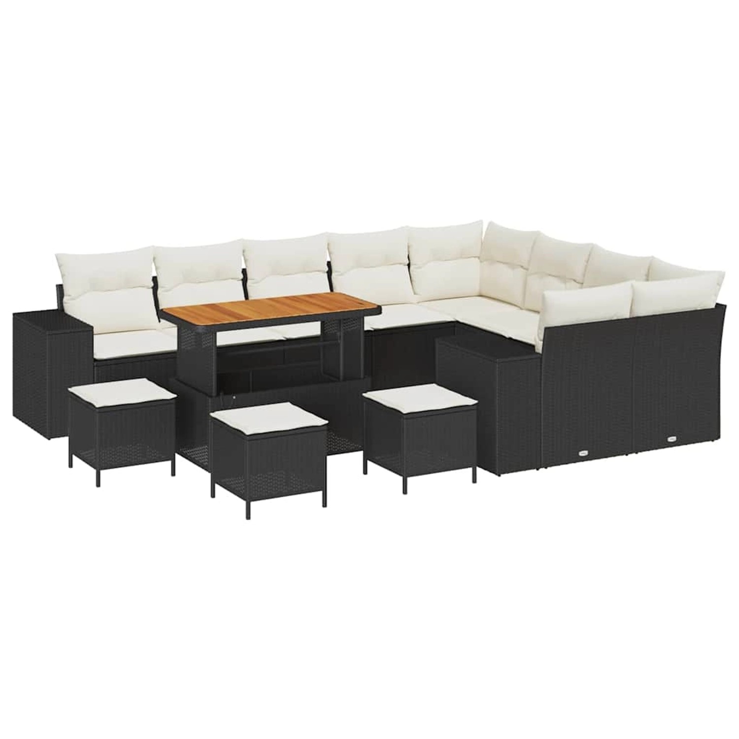 vidaXL Garten-Sofa-Set Höhenverstellbar 13-Tlg Schwarz Poly Rattan 3362050 günstig online kaufen