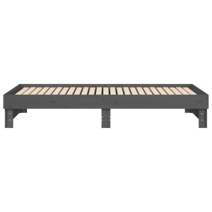 Graues vidaXL Tagesbett ausziehbar aus Kiefernholz, Lattenrost sichtbar.