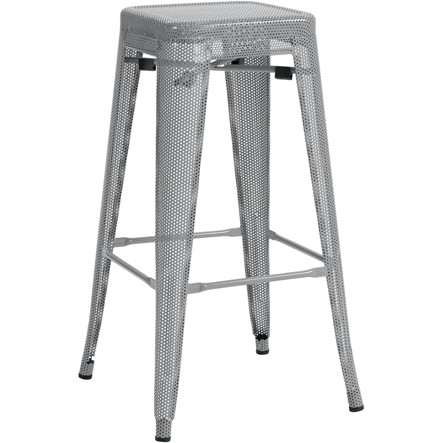 DELUKE Barhocker SEOUL Silber Metall Barstuhl Ohne Lehne Tresenhocker Tresenstuhl