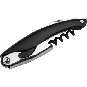 Fackelmann Kellnerkorkenzieher Specter, 11 cm, schwarz-silber, mit Flaschenöffner und Folienschneider.