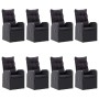 vidaXL Garten-Essgruppe, 9-teilig, schwarz, mit 8 Relaxsesseln aus Rattan und Akazientisch.