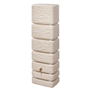 4rain Wandtank Slim Stone Decor 350 l in Sandbeige mit Auslaufhahn.
