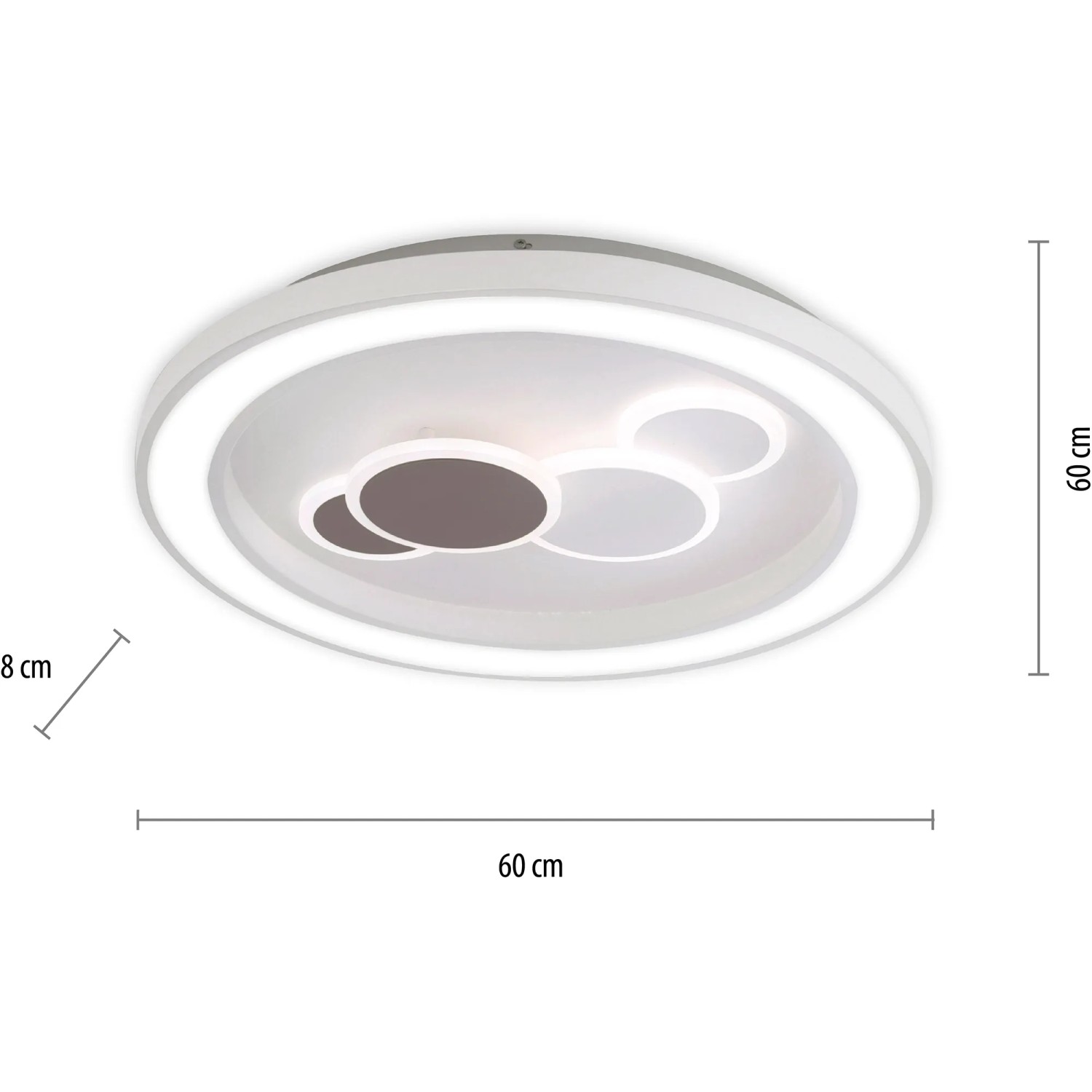 Weiße LED-Deckenleuchte Eliza von Paul Neuhaus, Ø 60 cm, für Wohnräume. Moderne Deckenlampe mit warmweißem Licht.