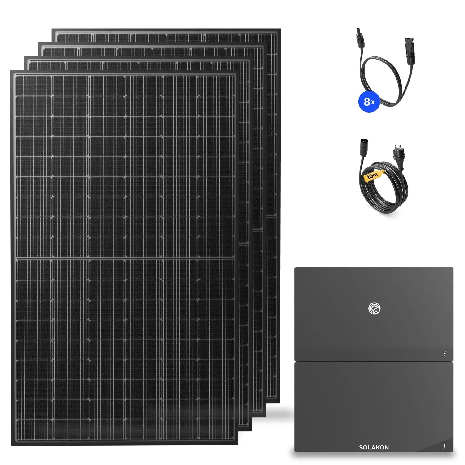 Solakon Balkonkraftwerk 2000W Solaranlage mit Speicher + Erweiterung 4,22 kWh Steckerfertig Komplettset Photovoltaik Anl...