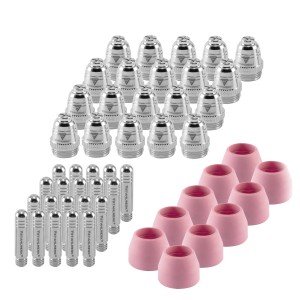 STAHLWERK Verschleißteile Set (50-teilig) für Plasmabrenner AG 60/SG 55: Düsen, Elektroden, Keramikkappen.