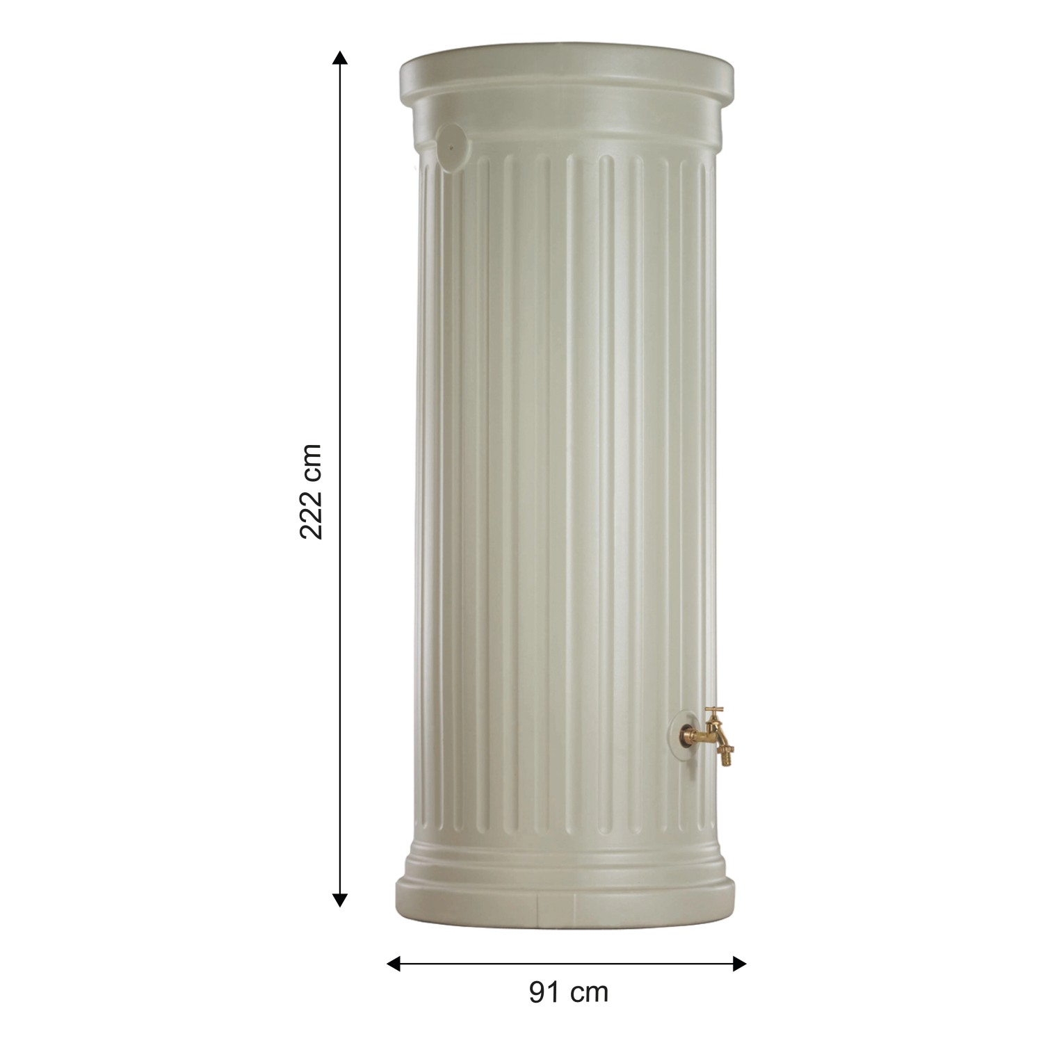 Garantia Regenwassertank 1000 l in Sandbeige, Säulen-Design, mit Maßen 91x222 cm.