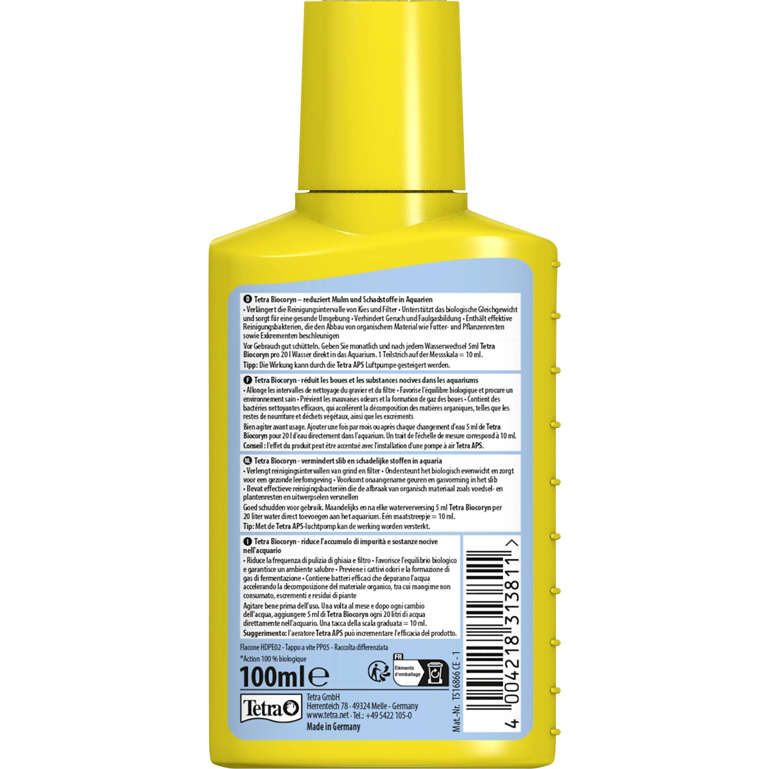 Tetra Biocoryn 100ml: Wasseraufbereiter für Aquarien, reduziert Schlamm und fördert klares Wasser.