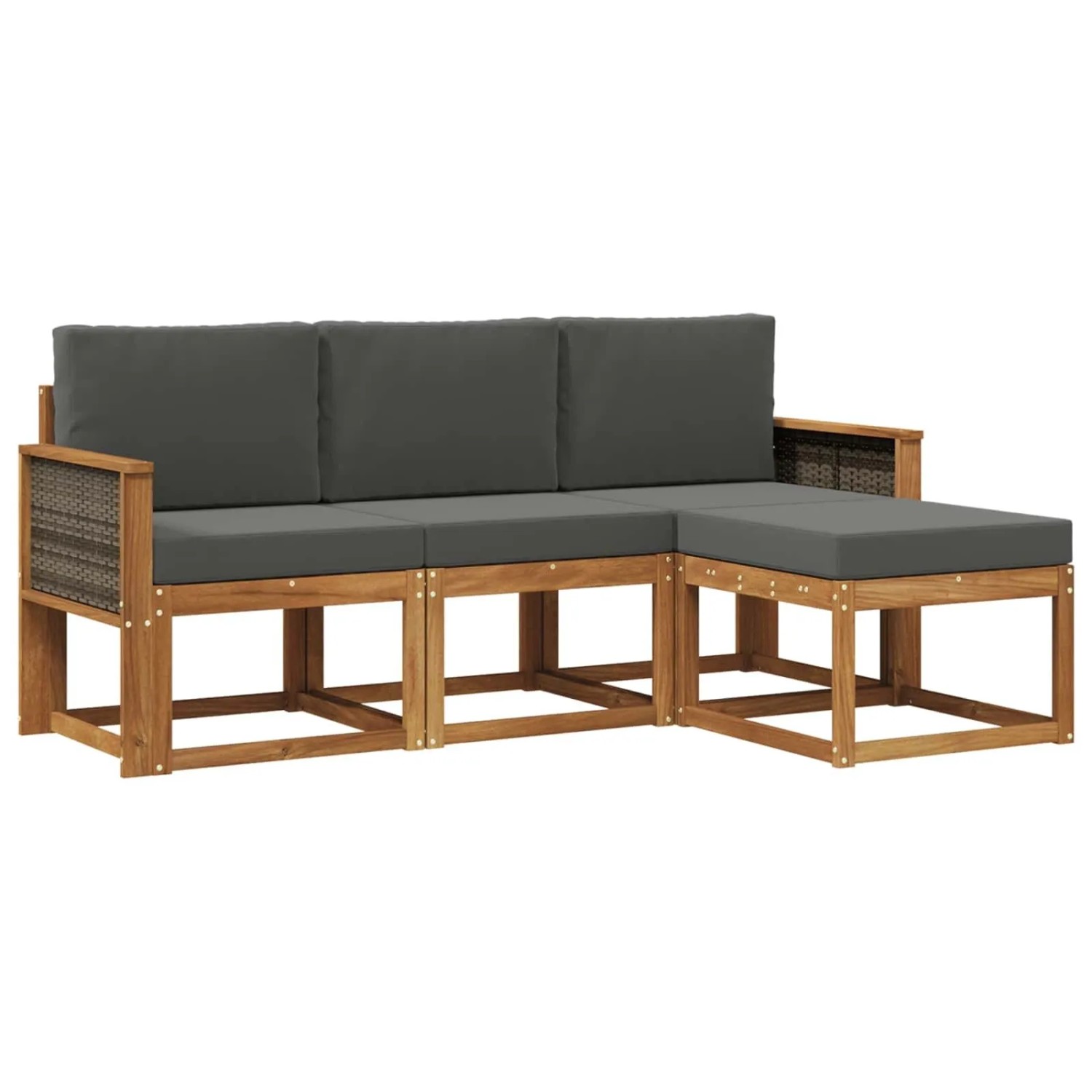 vidaXL Outdoor-Sofagarnitur mit Kissen 4 Stk Natur und Anthrazit 3385108