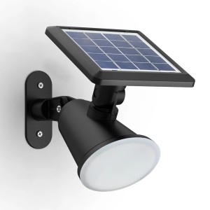 Schwarze Philips Jivix Solar-Wandleuchte mit Solarpanel und Tageslichtsensor.