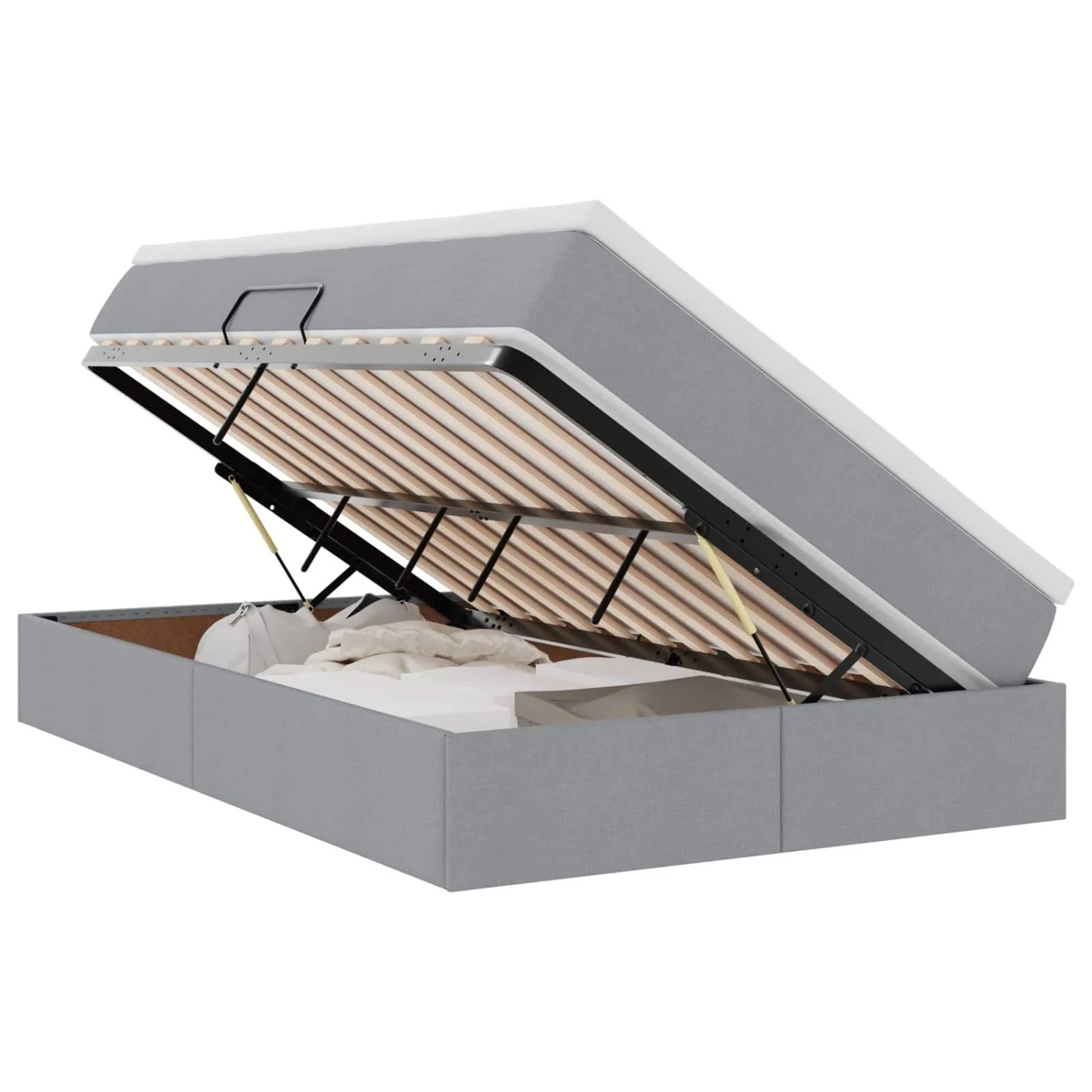 vidaXL Stauraumbett mit Matratze Hellgrau 120 x 200 cm Polyester 3370218 günstig online kaufen